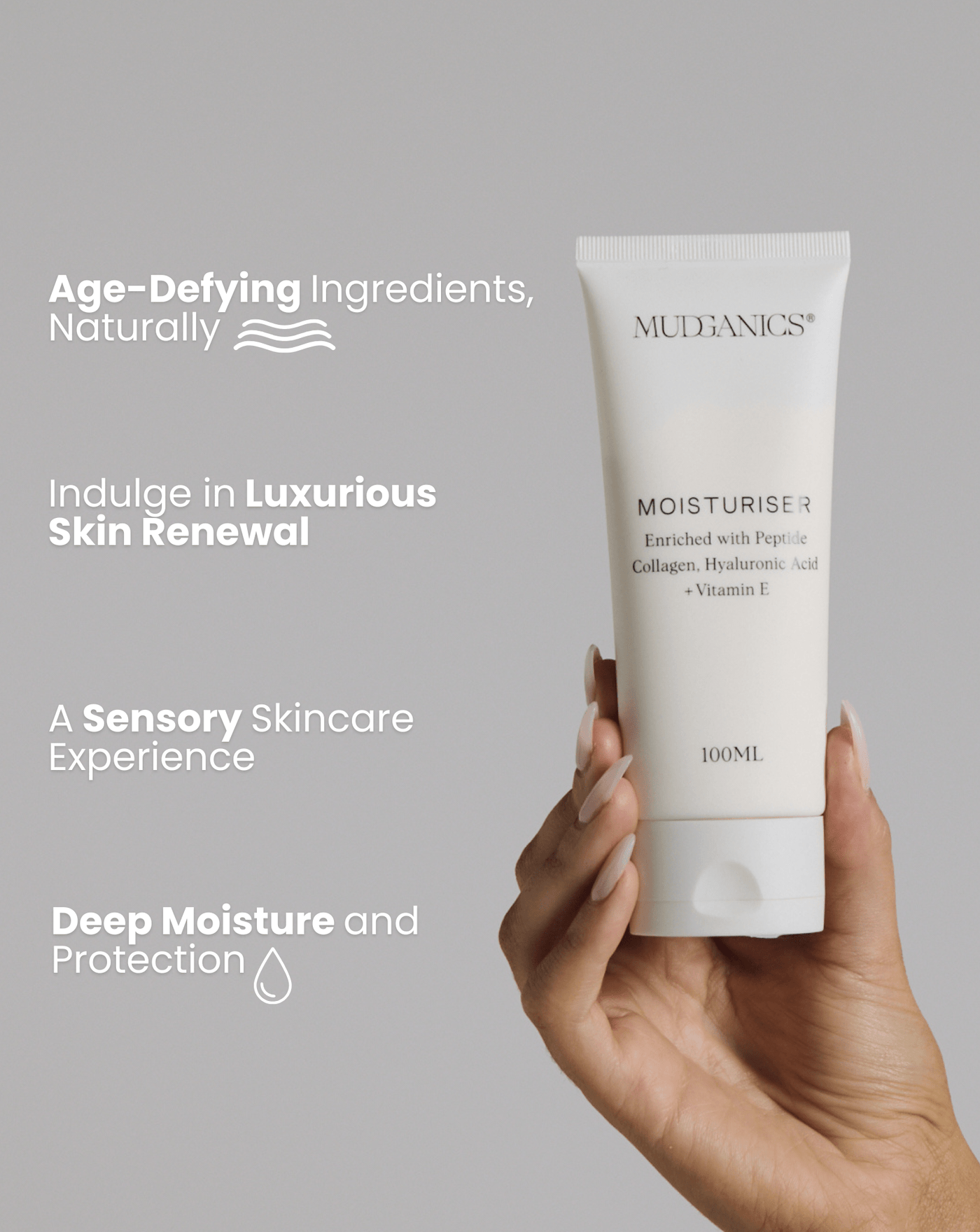 Peptide Collagen Moisturiser with Hyaluronic Acid - Mudorganics